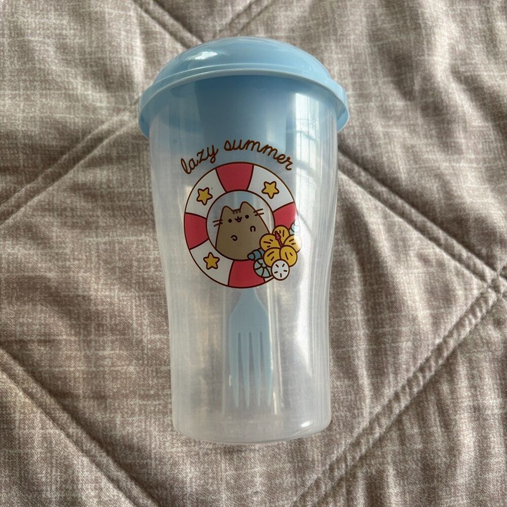 Pusheen Box Exclusive Lazy Summer Salad Shaker Lunch Container with Fork